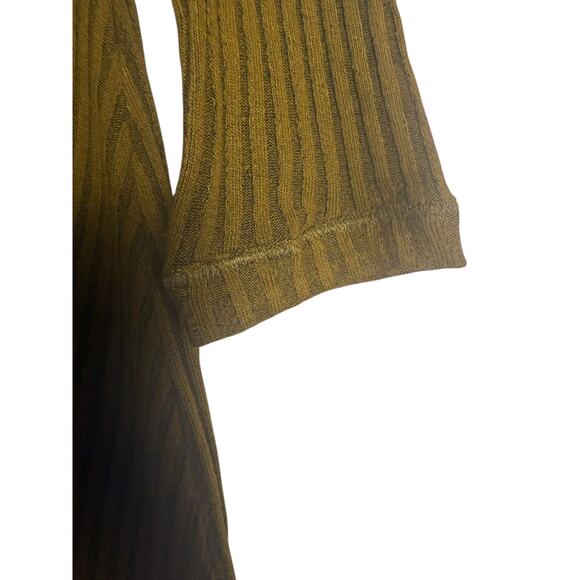 Tanya Taylor Elana Green Brown Ribbed Knit Long Sleeve Knotted Midi Dress Size M - Picture 14 of 16
